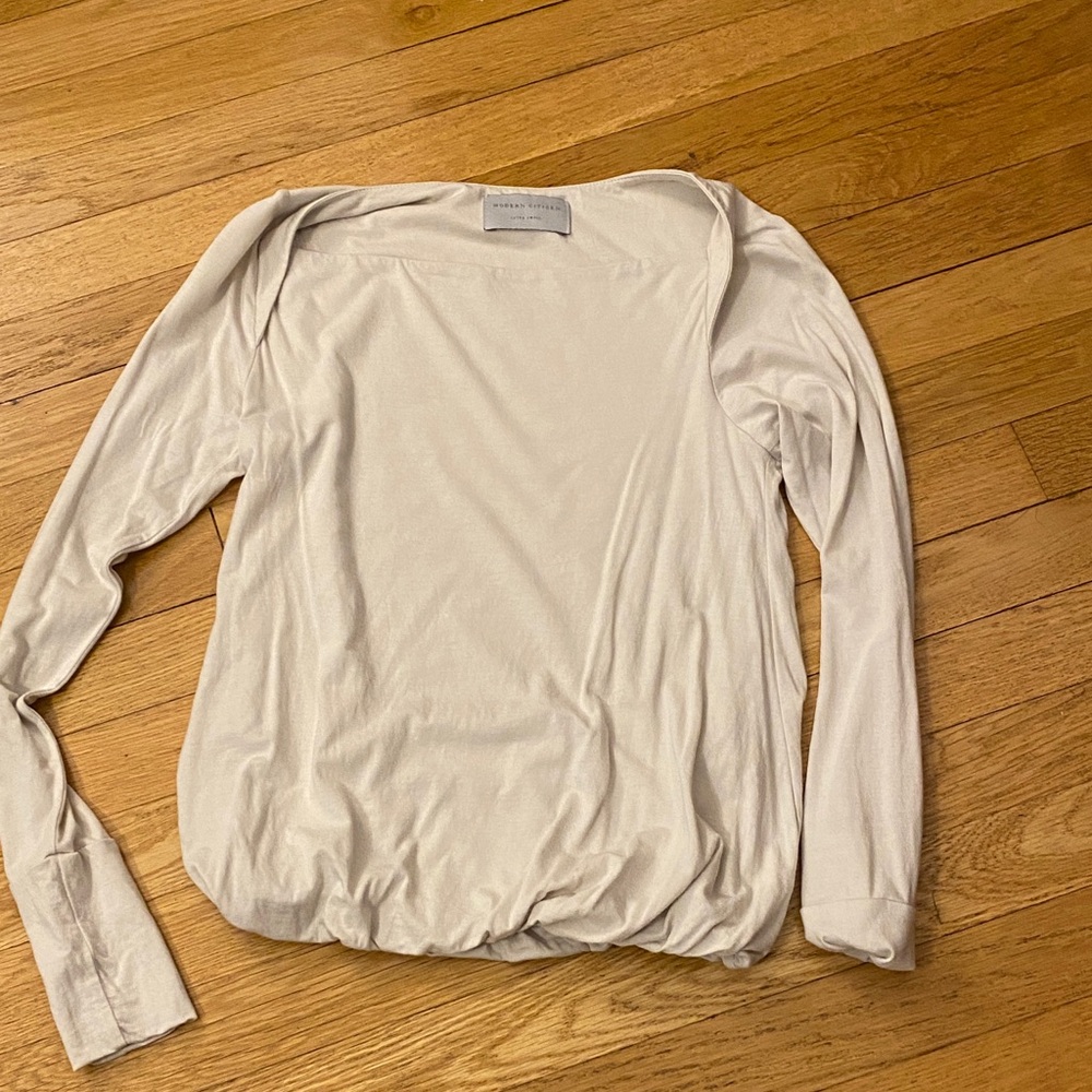 Modern Citizen Bamboo and Cotton Cream Long Sleeve Top